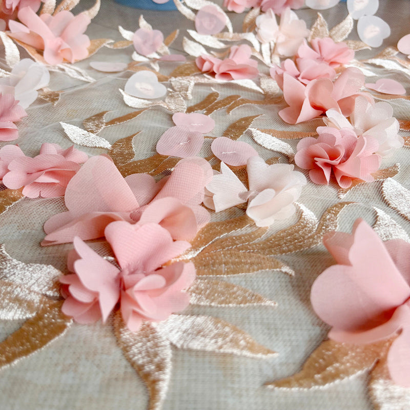 Weisse Chiffon-Blumen Spitzenstoff