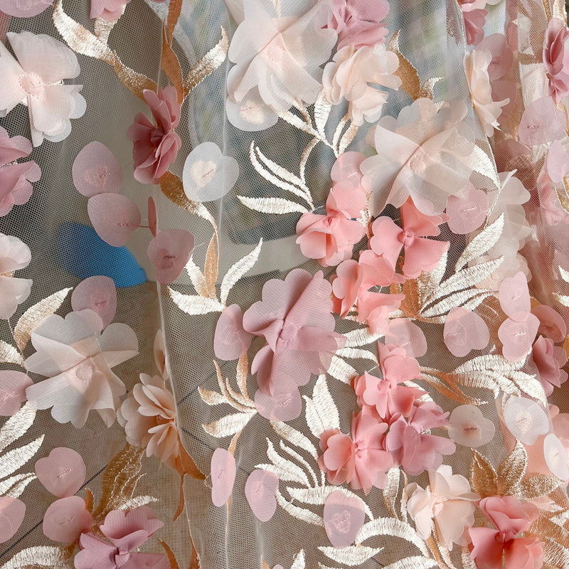 Weisse Chiffon-Blumen Spitzenstoff