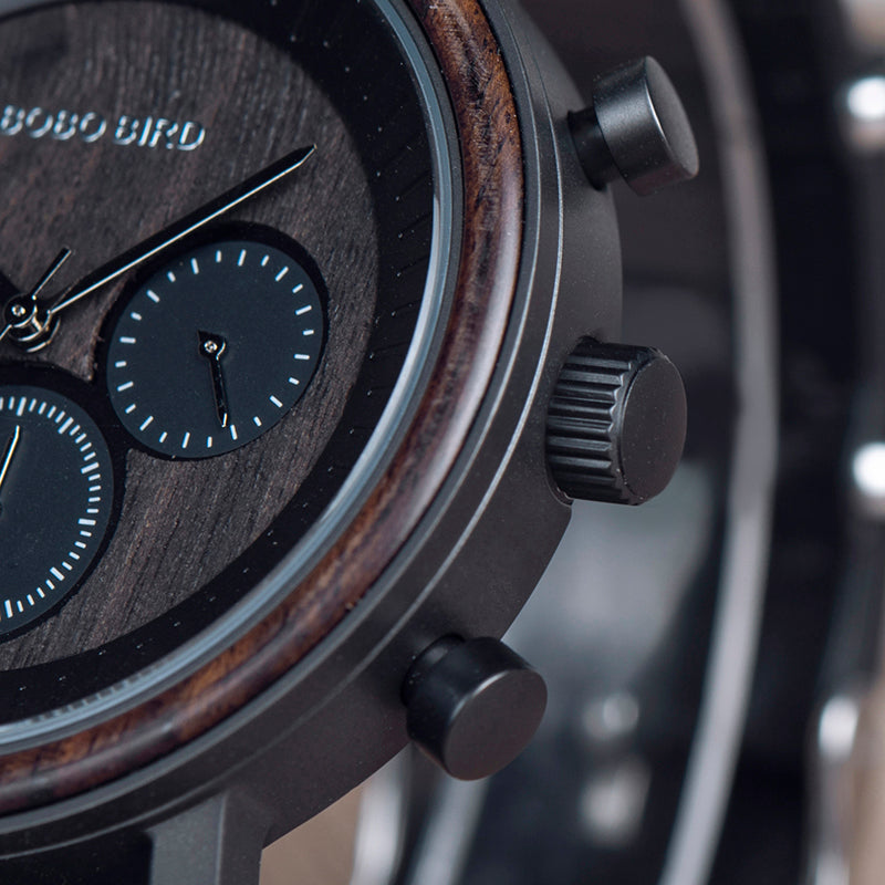 Holz-Chronograph mit Edelstahl – Bild 2 | LuxeStyle