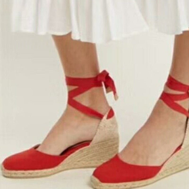 Jute Keilabsatz-Sandalen für Damen