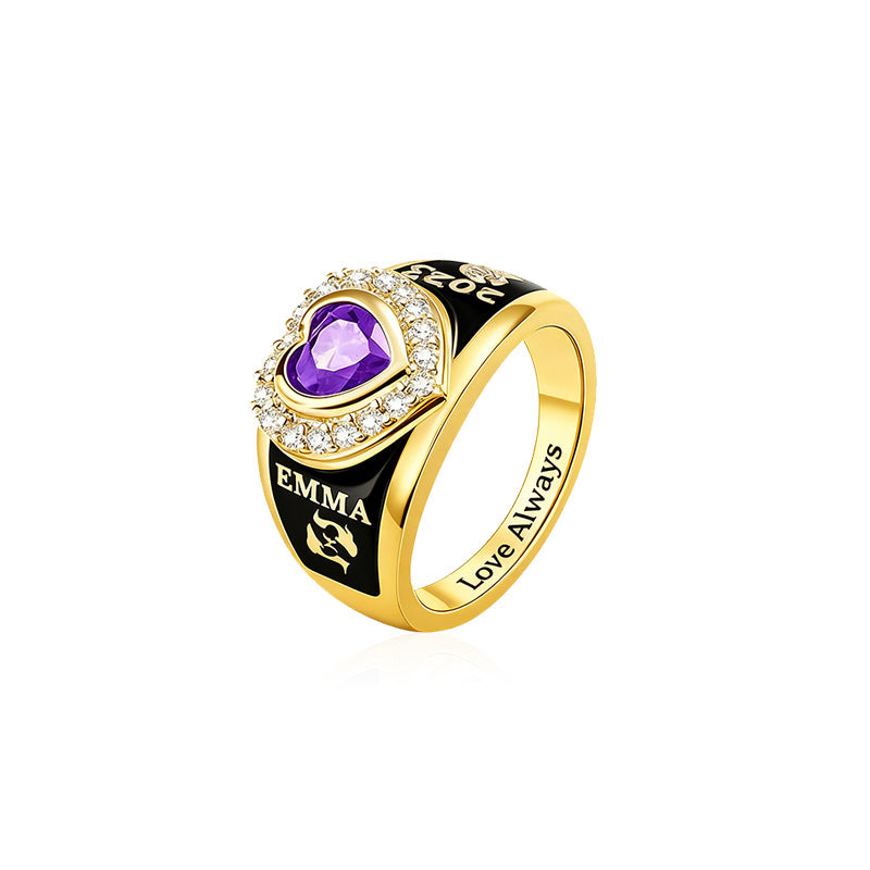 Personalisierter gravierter Damen-College-Ring