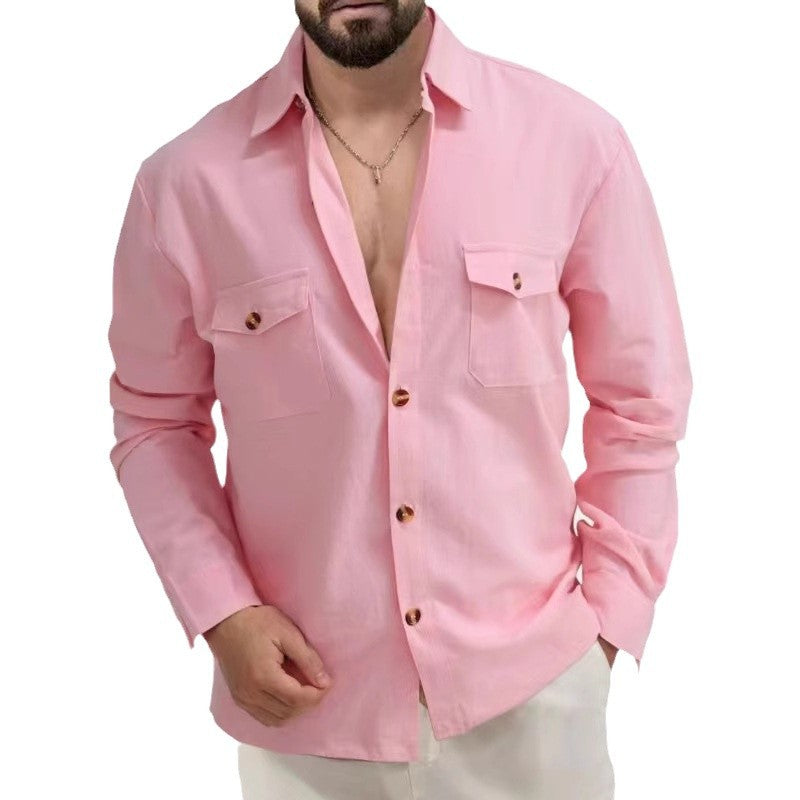 V-Ausschnitt Langarmshirt mit Brusttasche – Bild 8 | LuxeStyle