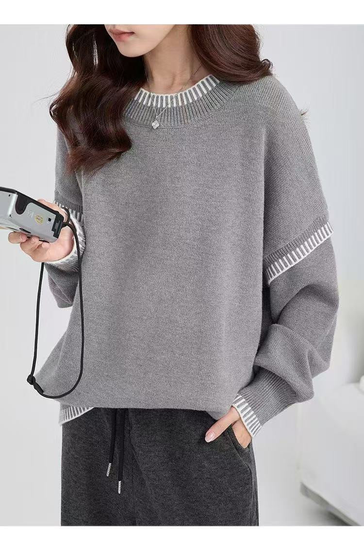 Damen Color-Block Pullover aus Wollmischung