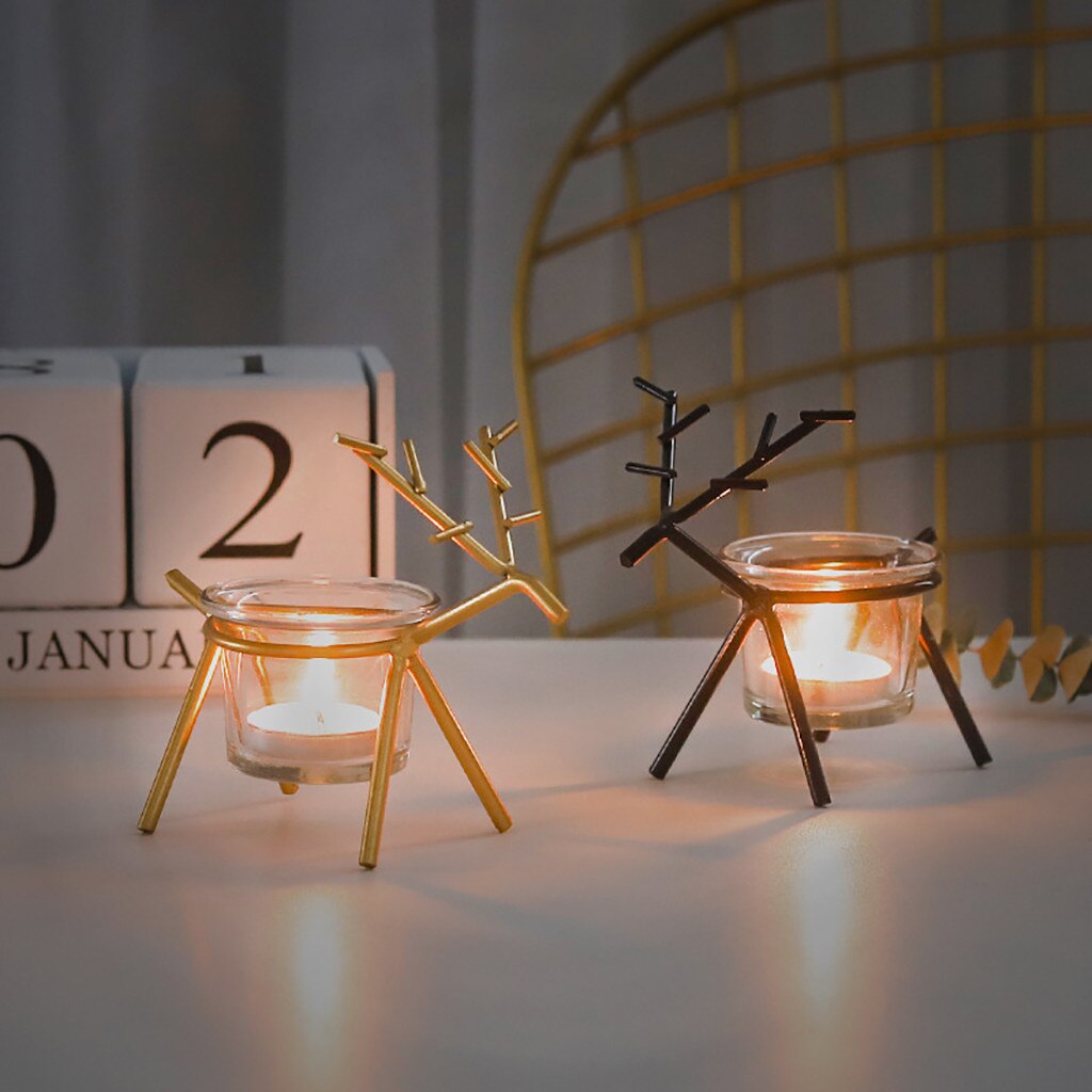 Kerzenhalter aus Schmiedeeisen mit Glas – Bild 2 | LuxeStyle