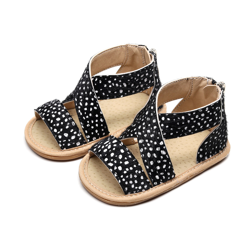 Leopard-Print Sandalen mit Grippsohle