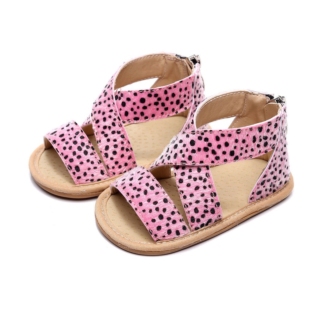 Leopard-Print Sandalen mit Grippsohle