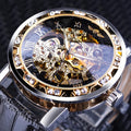 Mechanische Armbanduhr mit Strass und Lederband – Bild 3 | LuxeStyle