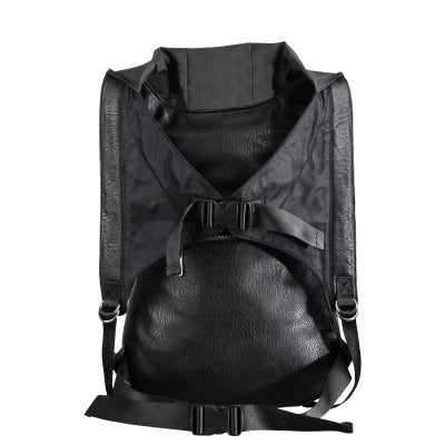 Schwarzer Leder-Rucksack mit 3D-Hood – Bild 4 | LuxeStyle