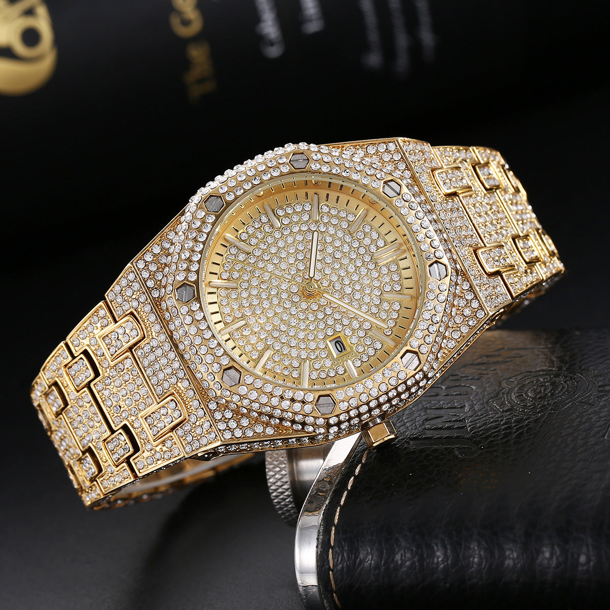 Hip-Hop Quarzuhr mit Strass-Besatz für Herren – Bild 9 | LuxeStyle
