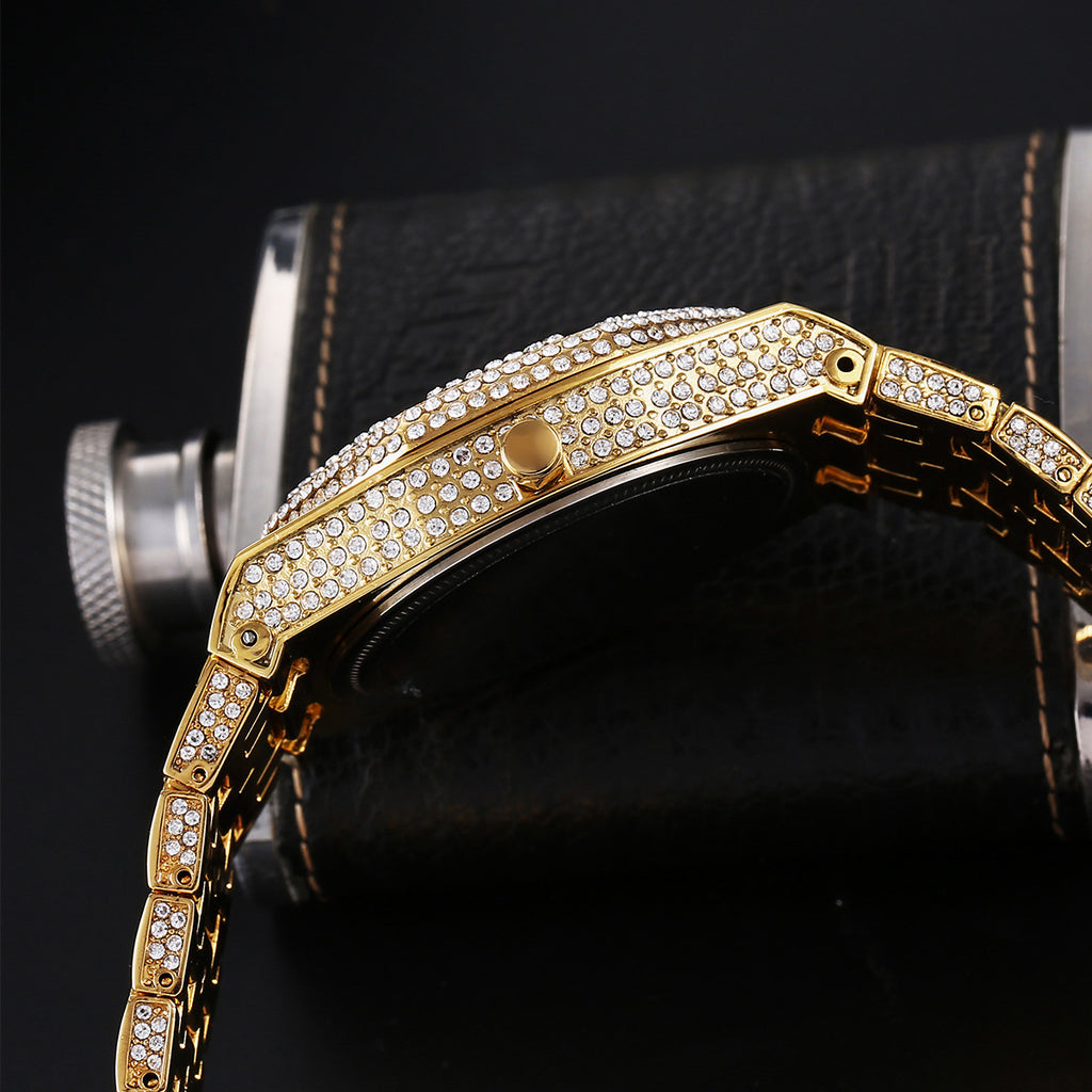 Hip-Hop Quarzuhr mit Strass-Besatz für Herren – Bild 3 | LuxeStyle