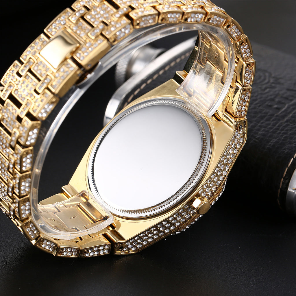 Hip-Hop Quarzuhr mit Strass-Besatz für Herren – Bild 6 | LuxeStyle