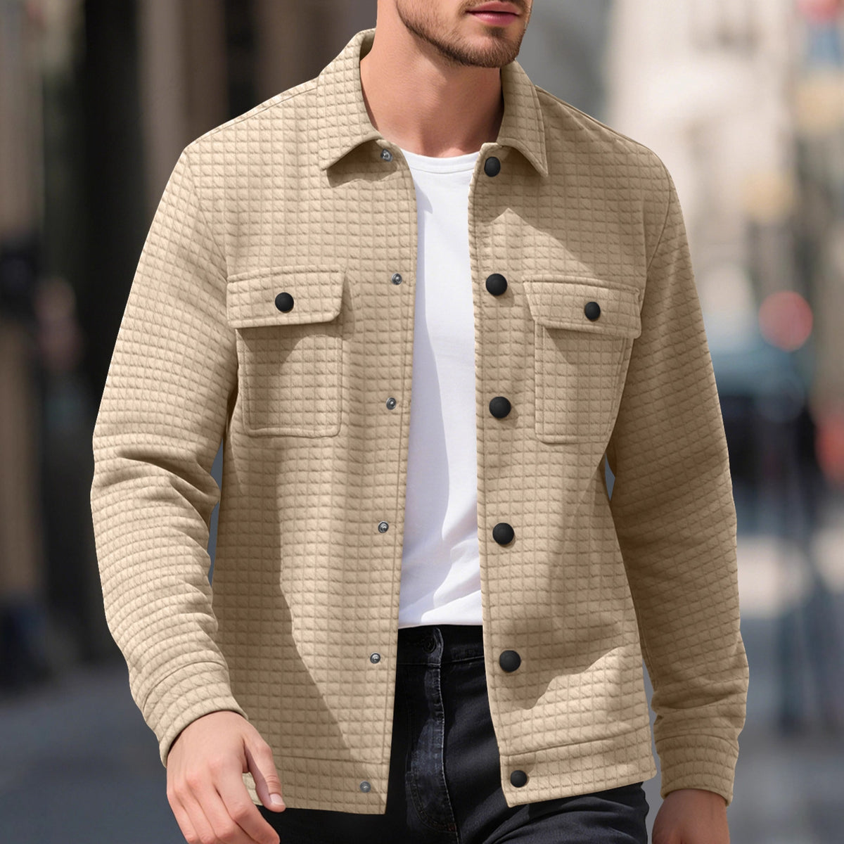 Freizeit-Strickhemd mit Jacquard-Karomuster für Herren – Bild 4 | LuxeStyle