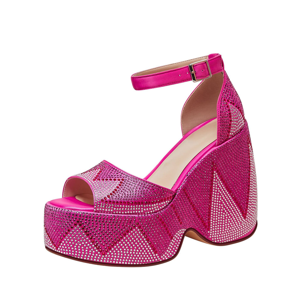 Keile Sandalen mit Strass und Hohl-Design – Bild 8 | LuxeStyle