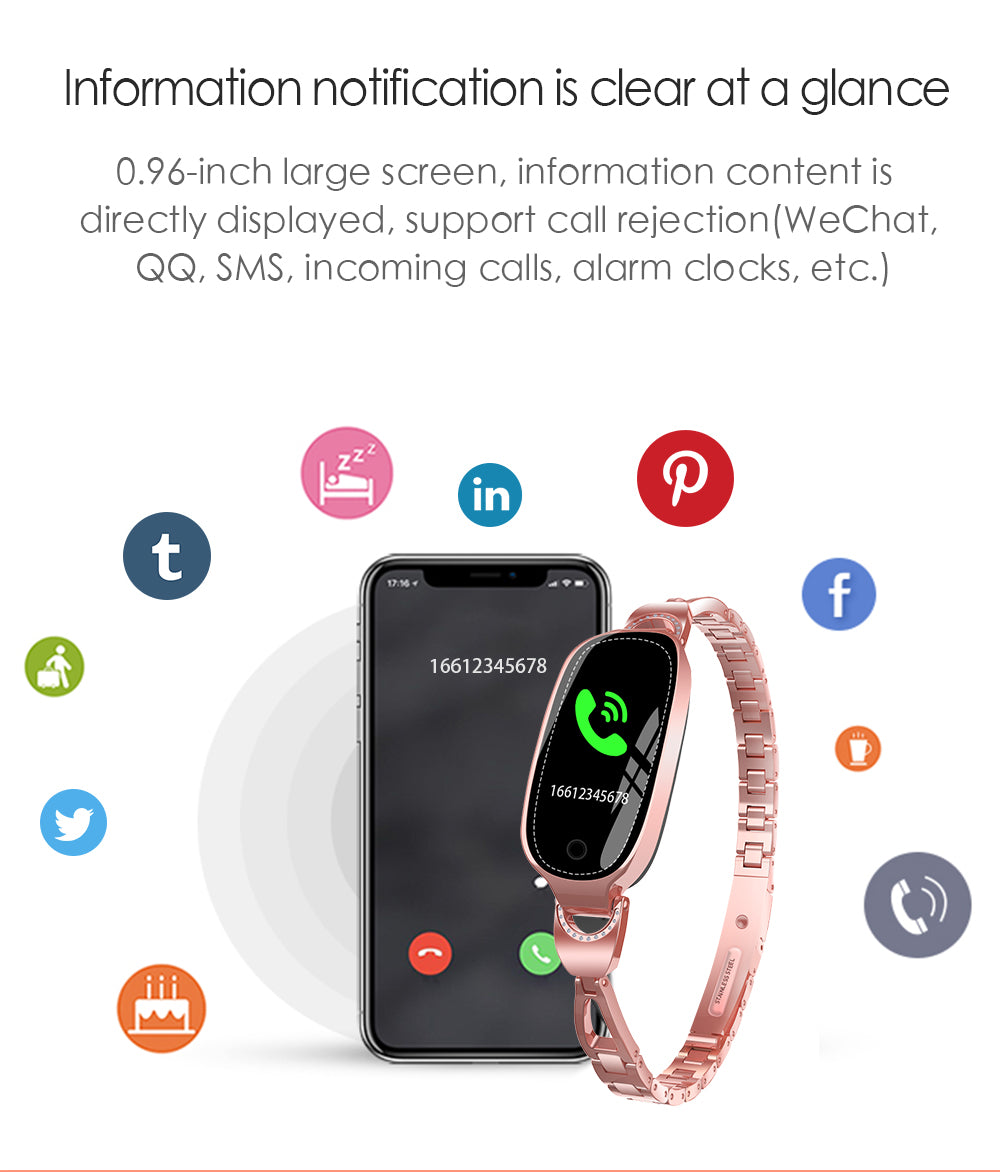 F18 Smartwatch mit Metallarmband für Damen