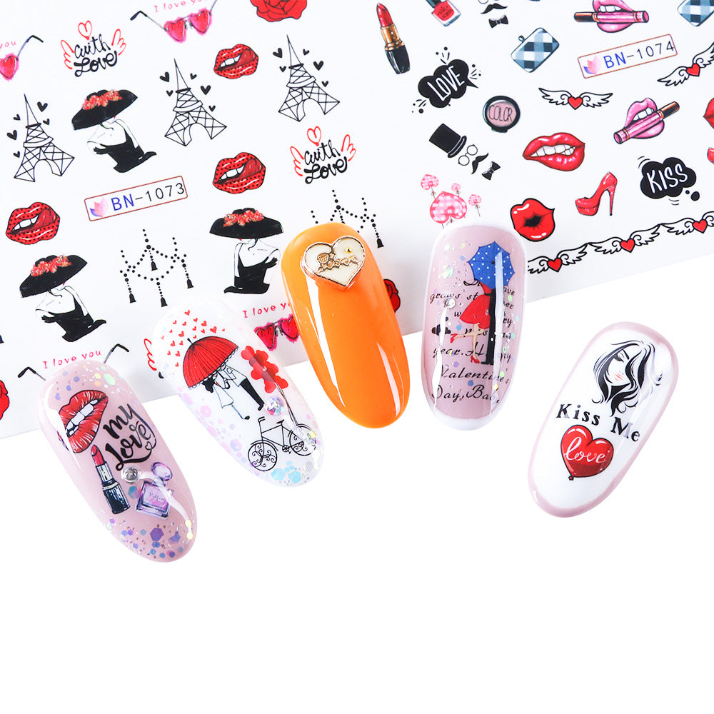 Nagel-Sticker Set «Love Bear & Red Lips» – Bild 5 | LuxeStyle