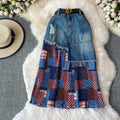 Cooler Ripped Denim-Jupe mit Fransen