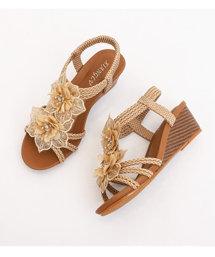 Retro Blumen Sandalen für Damen – Bild 4 | LuxeStyle