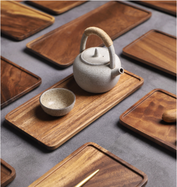 Rechteckiges Teetablett aus Massivholz | LuxeStyle