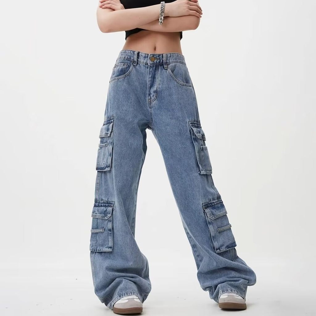 Straight-Leg Jeans mit Waschung und Taschen