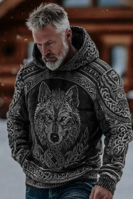 Loose Fit Kapuzenpullover mit Tiermotiv