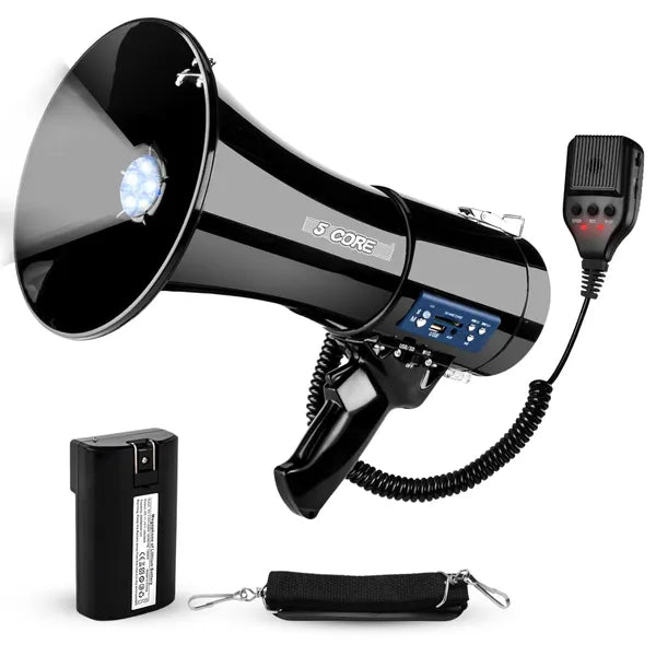 5 Core Megaphon 50W Bluetooth, Akku, 1000m Reichweite – Ansicht 3
