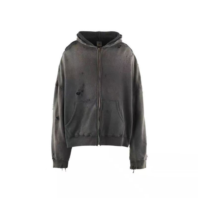 St Michael Distressed Zip-Up Hoodie