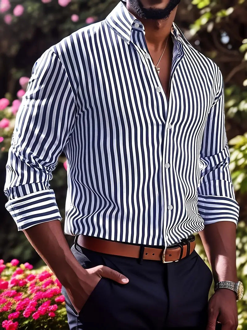 Gestreiftes Langarmshirt mit Knopfleiste – Bild 10 | LuxeStyle