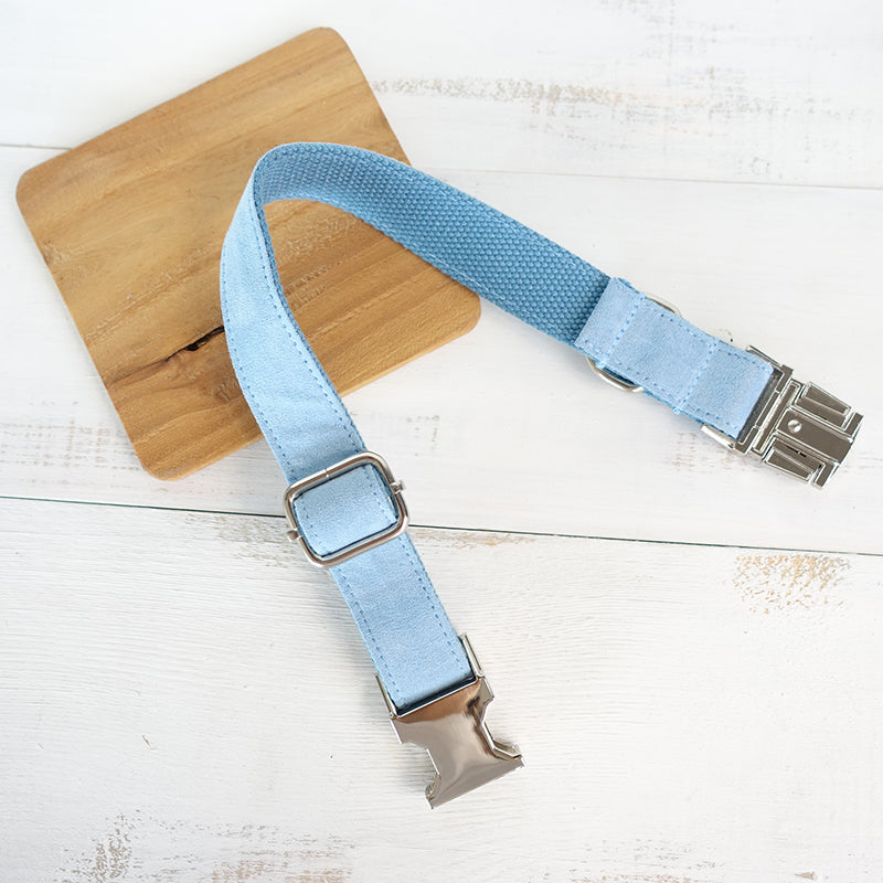 Halsband für Hunde, Samt, Himmelblau – Bild 2 | LuxeStyle