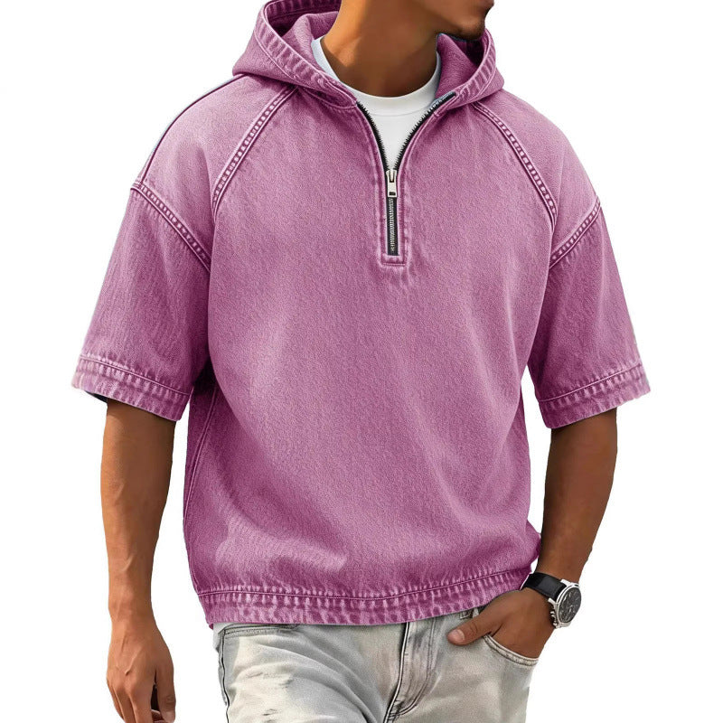 Sport Hoodie mit Half-Zip und Kapuze