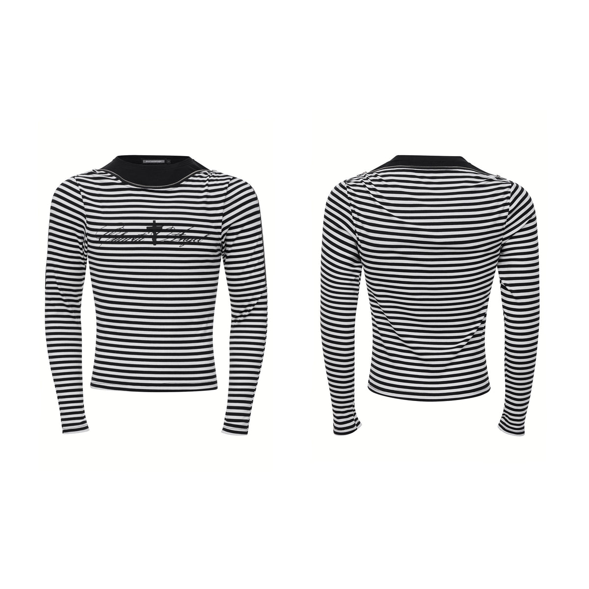 Herren Langarmshirt mit Streifen und Druck – Bild 2 | LuxeStyle