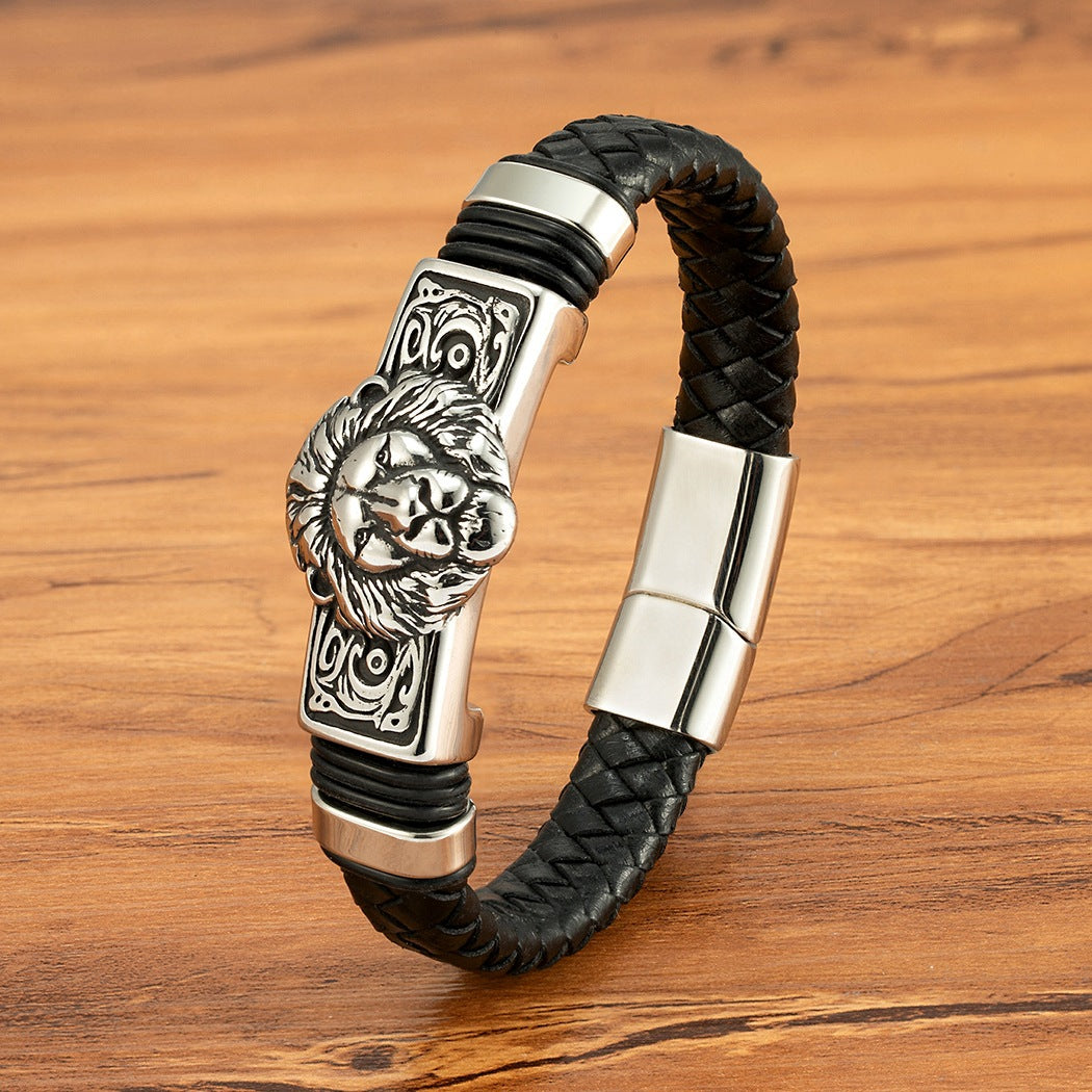 Herren-Armband aus Edelstahl und Leder – Bild 10 | LuxeStyle