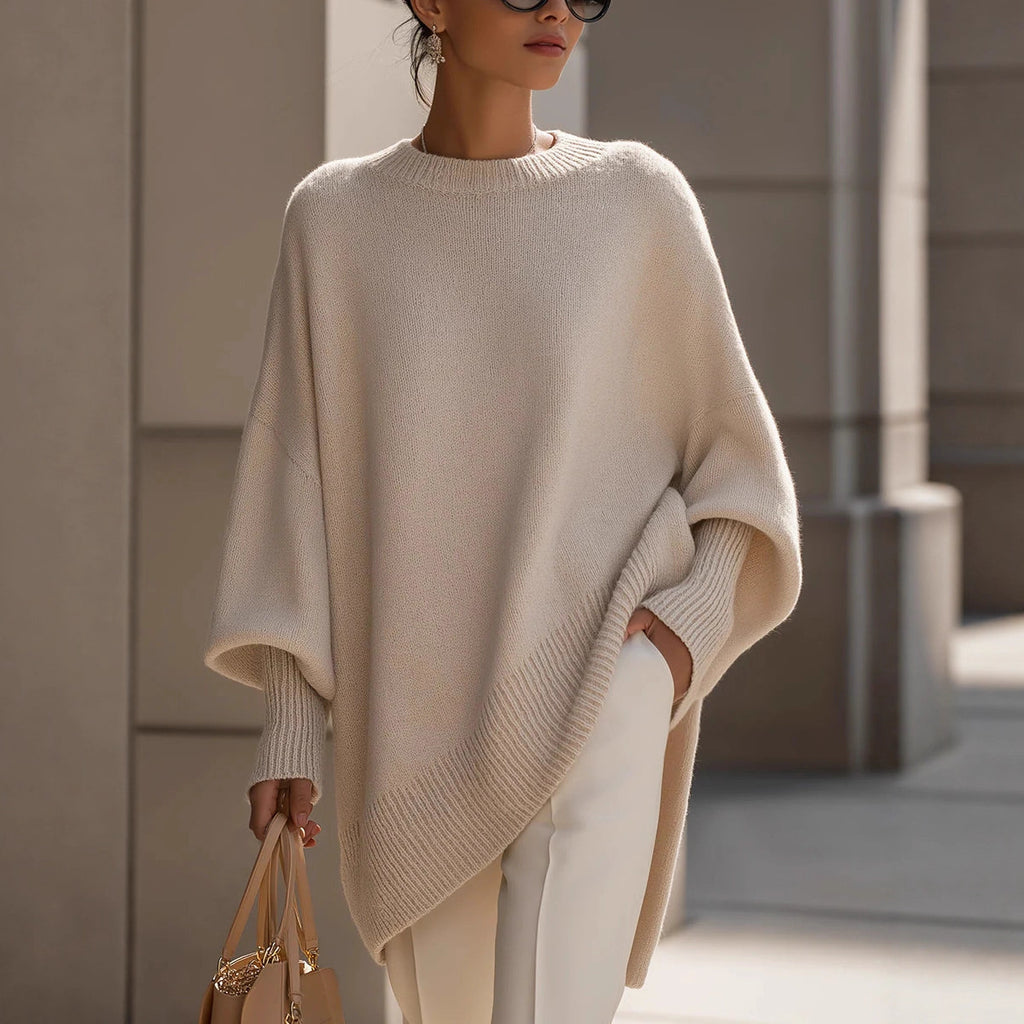 Damen Locker Crew-Neck Strickpullover
