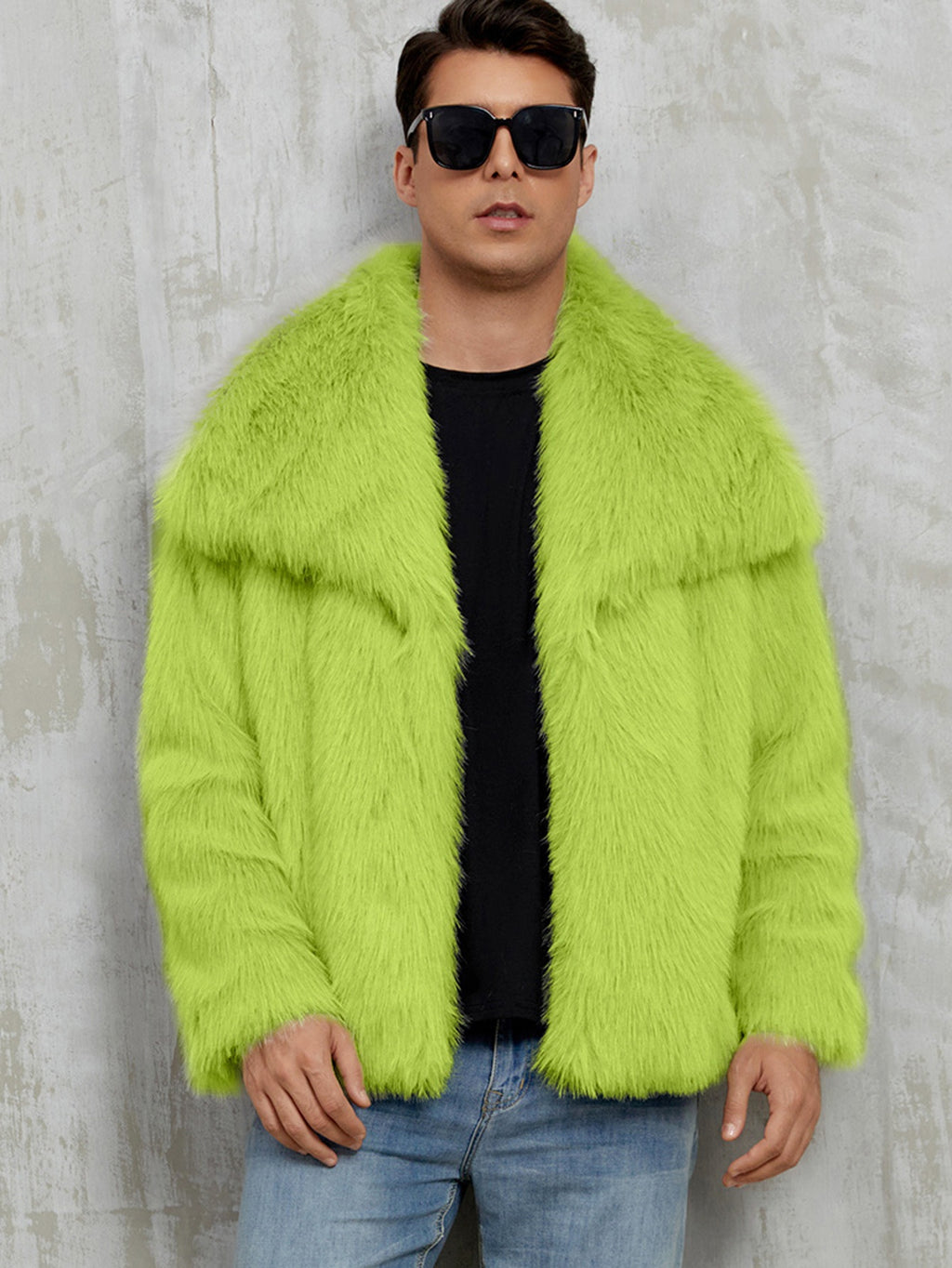 Herren-Jacke aus Kunstfell mit Reverskragen