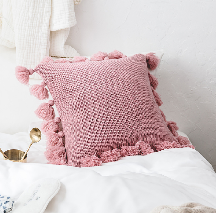 Bohemian Strick-Kissenbezug mit Fransen – Bild 5 | LuxeStyle