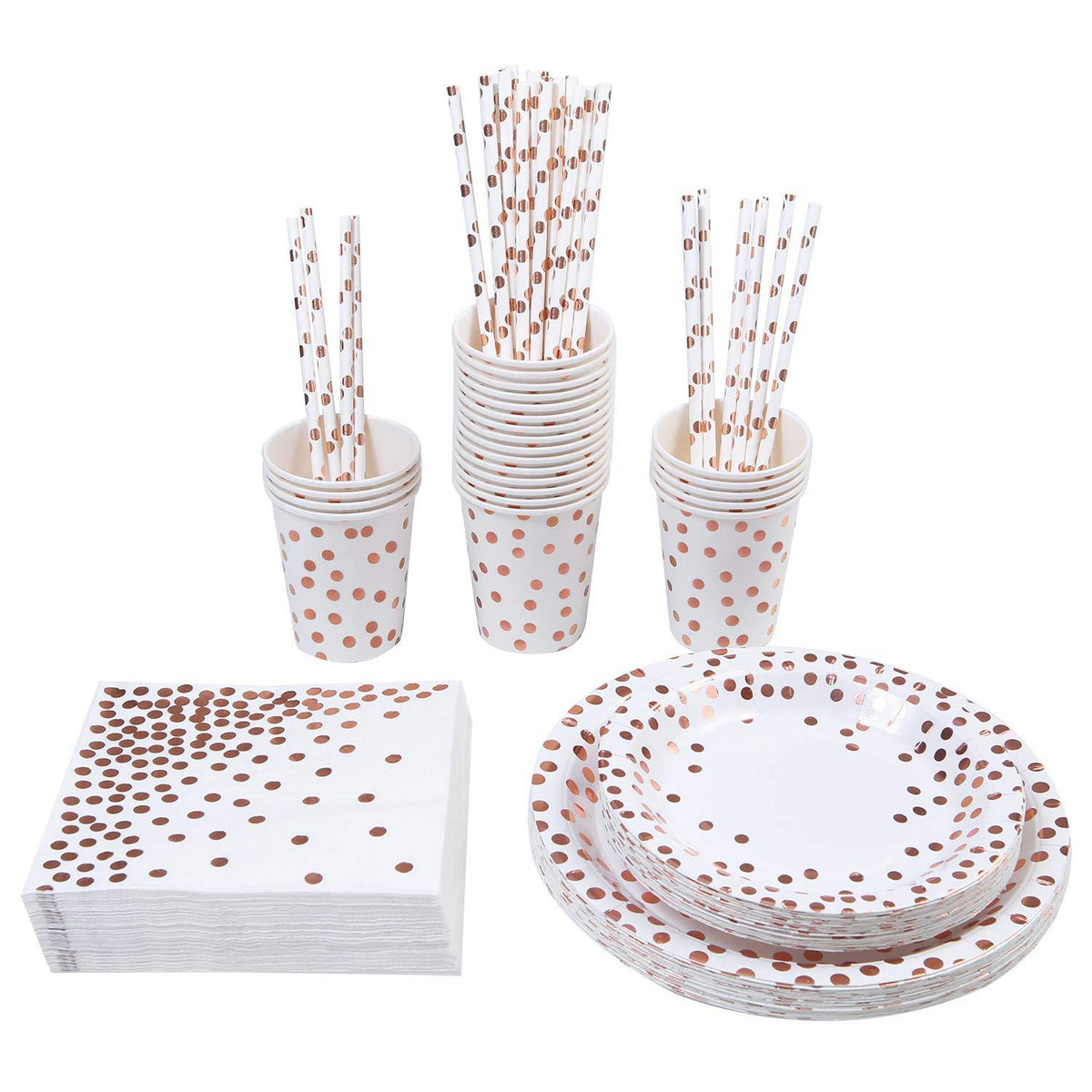 Roségold Bronze Einweggeschirr-Set | LuxeStyle