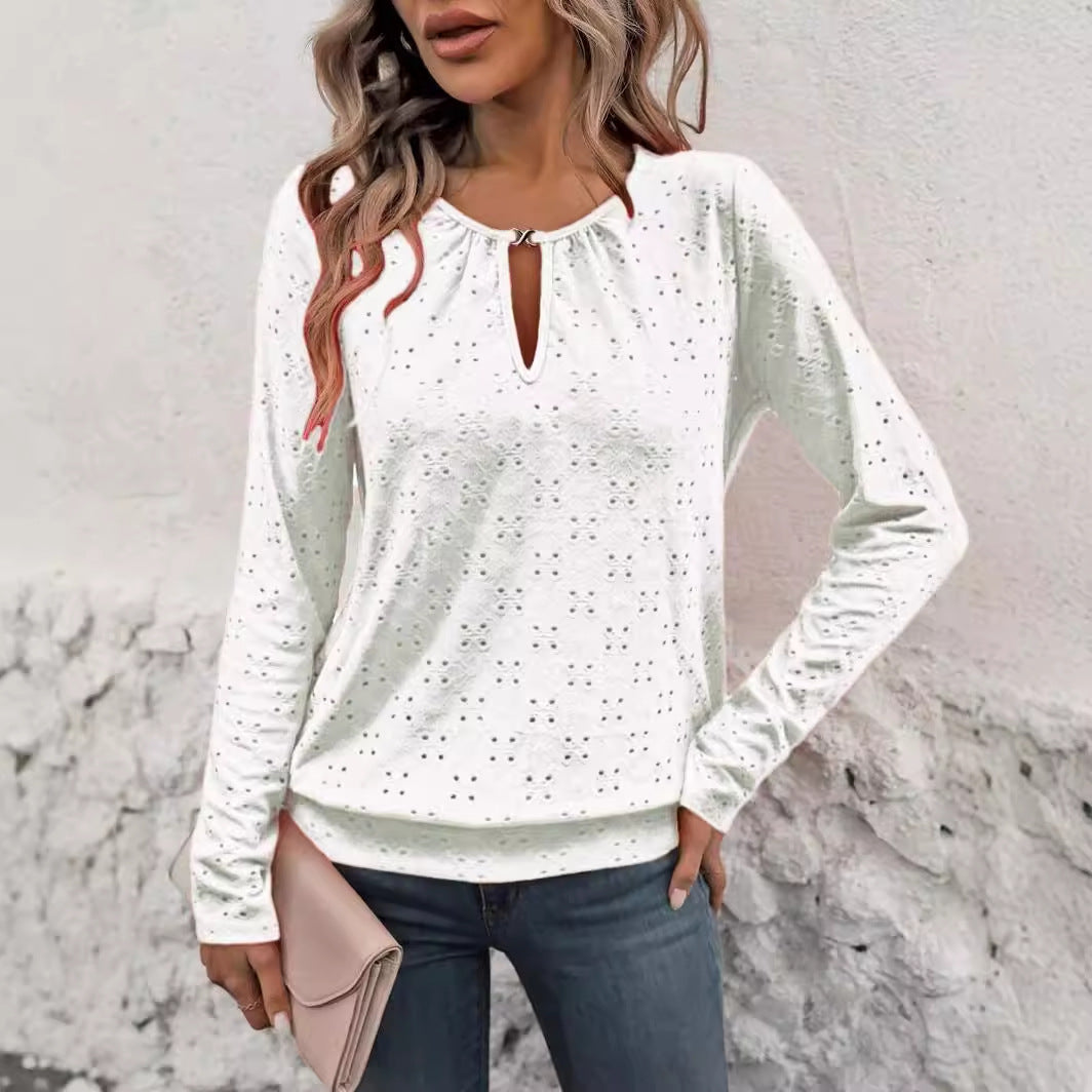 Langarm-Shirt mit V-Ausschnitt und Cut-Outs – Bild 5 | LuxeStyle