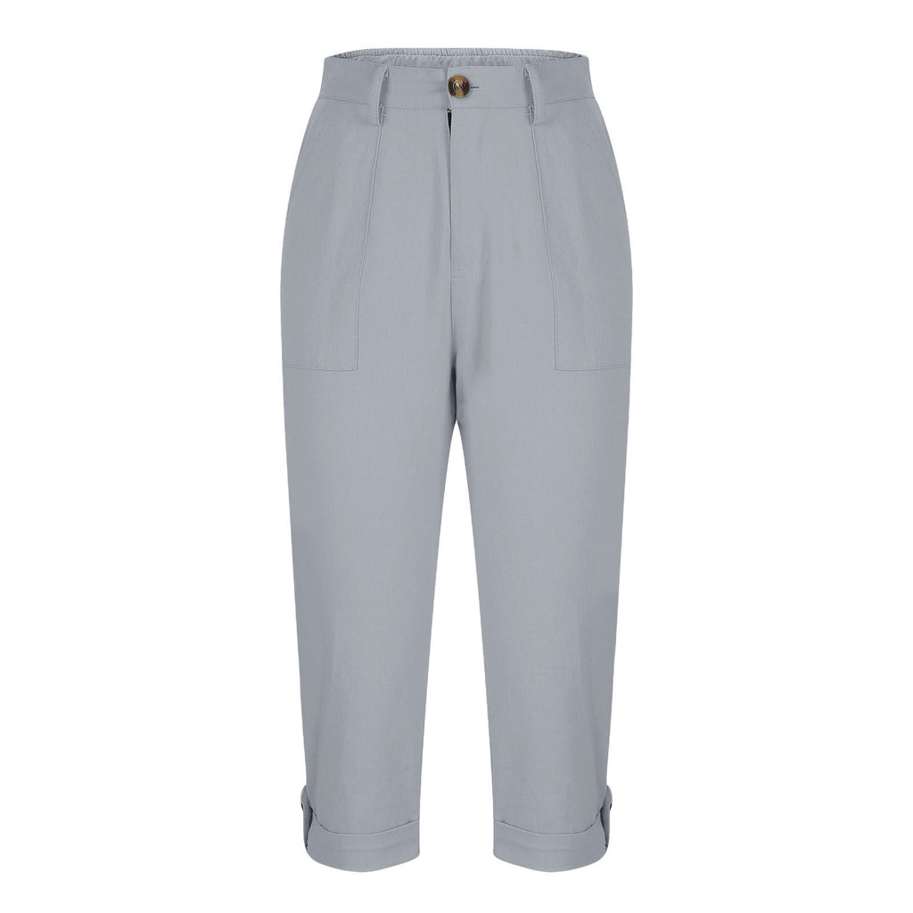 Damen Caprihose mit Roll-up und Knöpfen