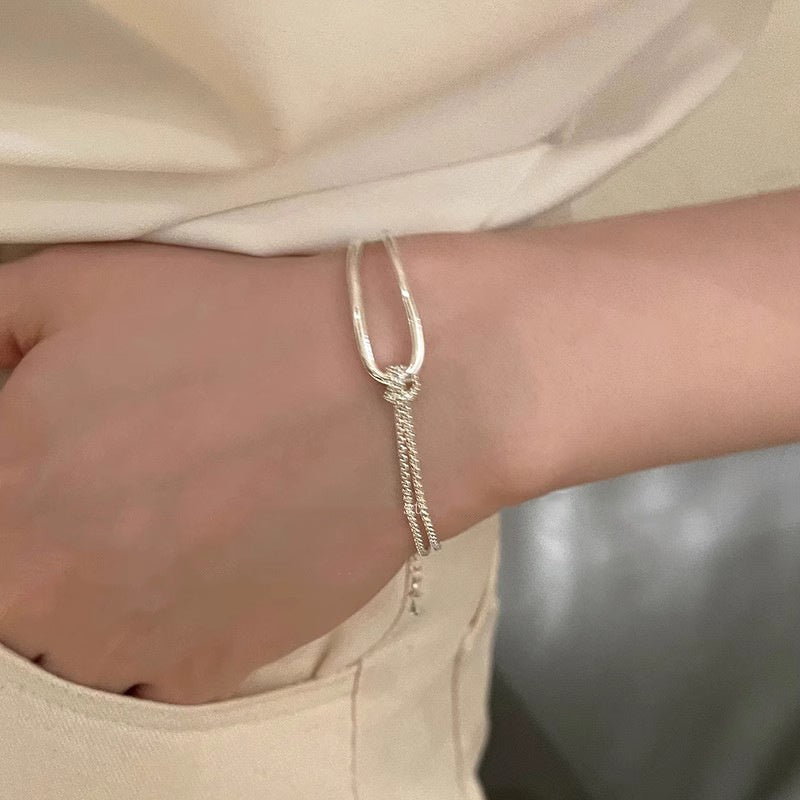 Wasserfestes Titan-Edelstahl-Armband Knoten Silber Noœud