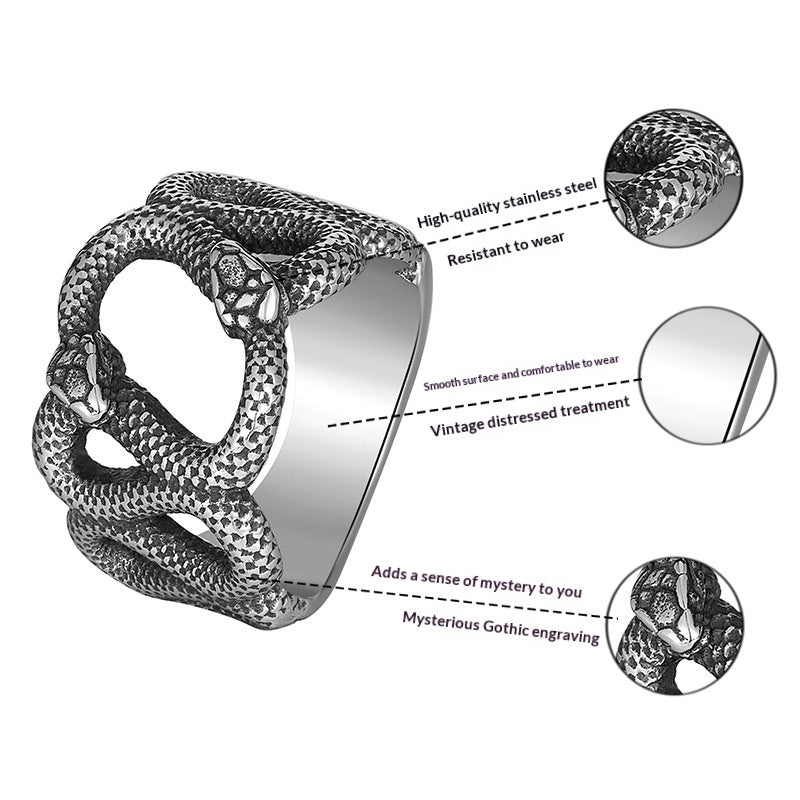 Herren Ring aus Edelstahl mit Schlangen-Design – Bild 3 | LuxeStyle