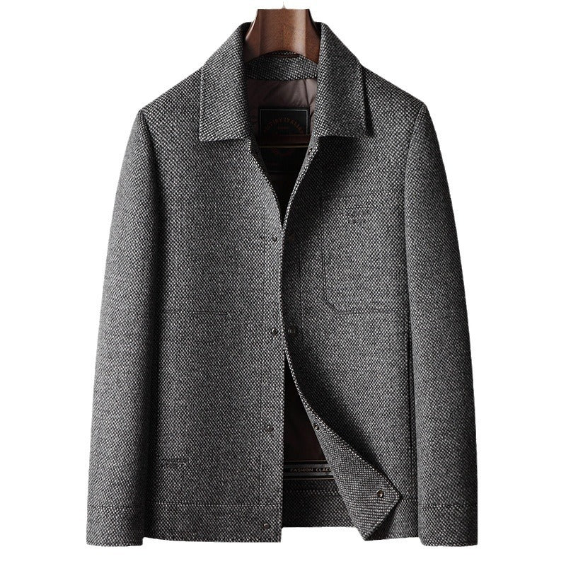 Wolljacke für Herren, grau, Slim-Fit