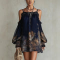 Boho-Minikleid mit Print und Volants