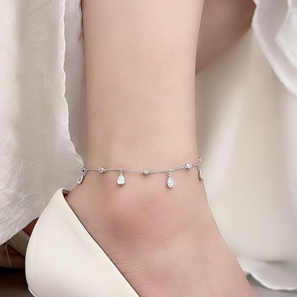 Fusskette mit Wassertropfen-Anhänger | LuxeStyle