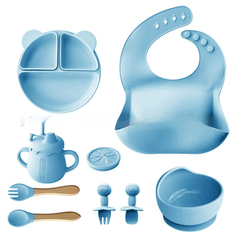 Kindergeschirr-Set aus Silikon, 11-teilig