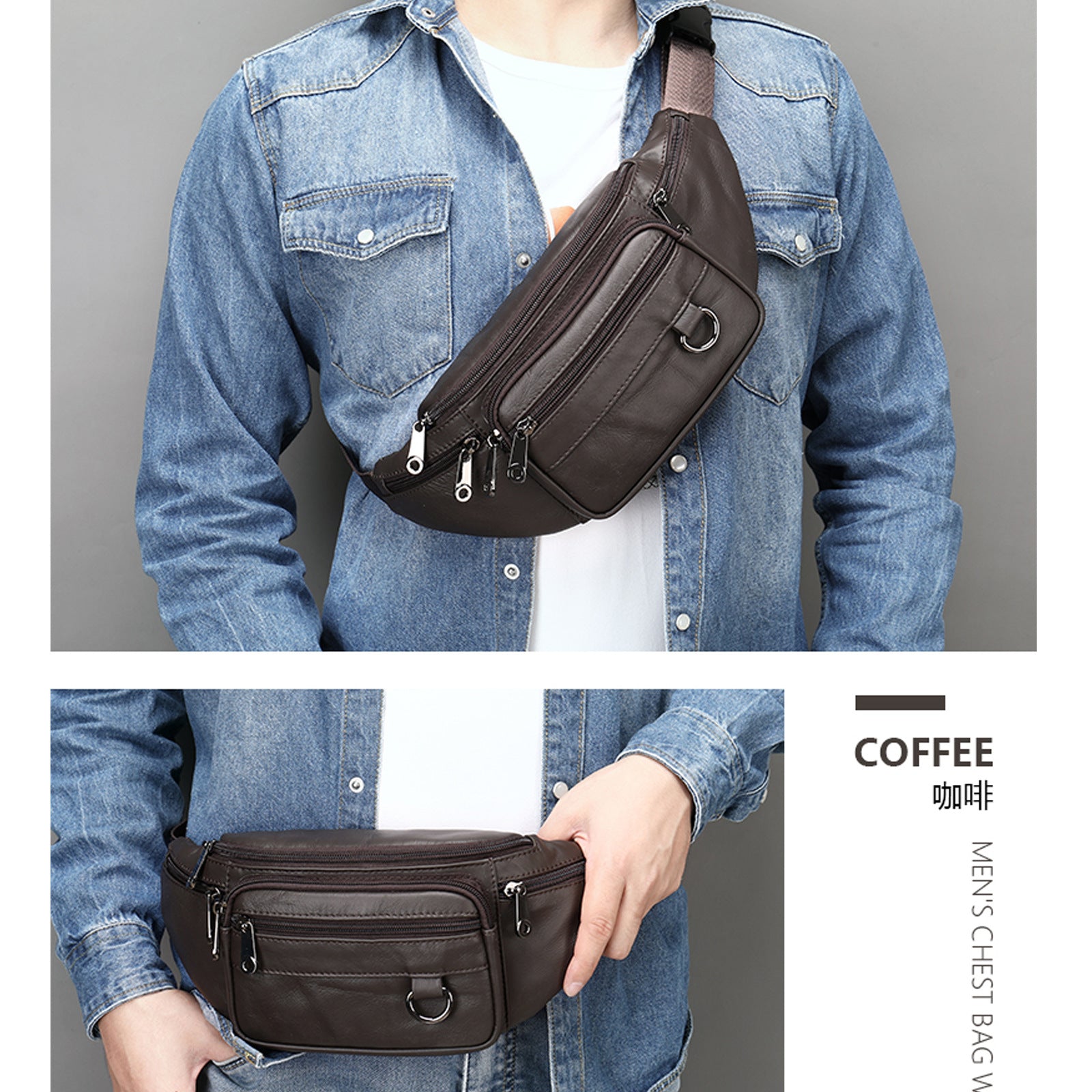Leder-Handytasche für Herren, Crossbody