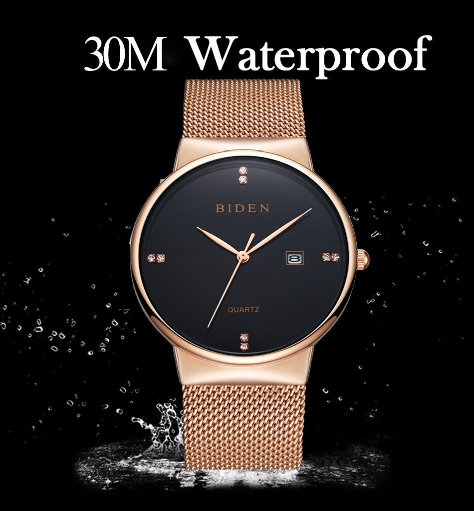 Ultraflache Herrenuhr mit Milanaise-Armband – Bild 2 | LuxeStyle