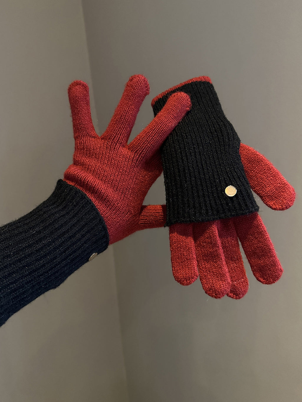 Dual-Use Colorblock Strickhandschuhe im Maillard-Stil