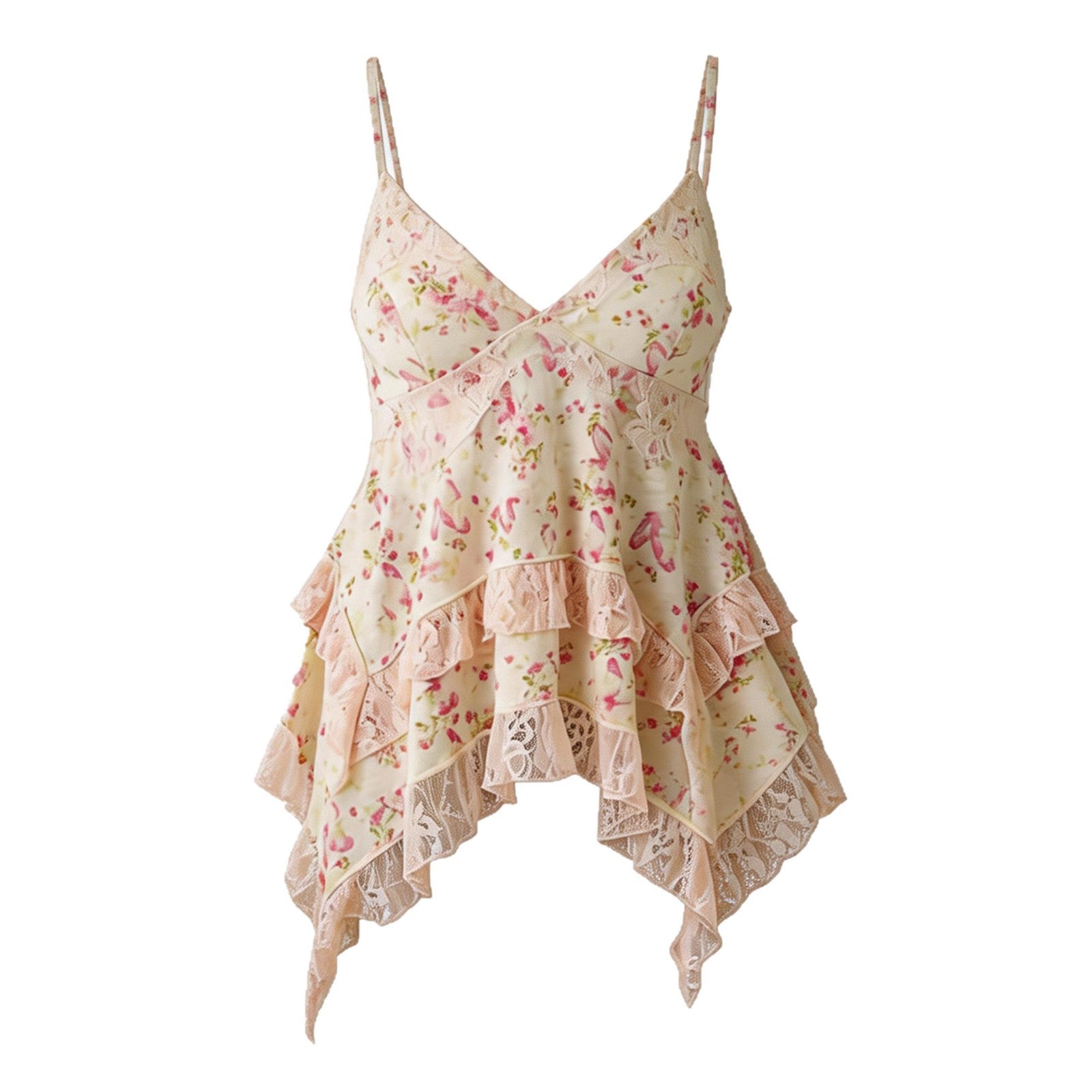 Retro Chiffon Top mit Blumenmuster