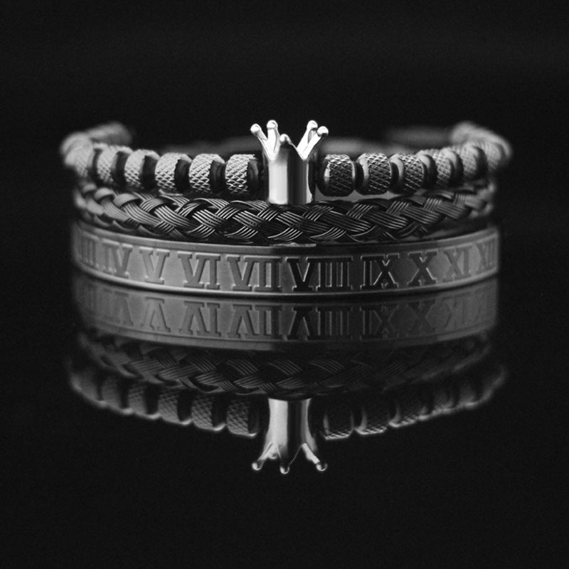 Armband-Set mit römischen Ziffern und Zirkonia | LuxeStyle