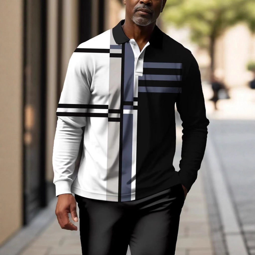 Gestreiftes Langarm-Polohemd für Herren – Bild 7 | LuxeStyle