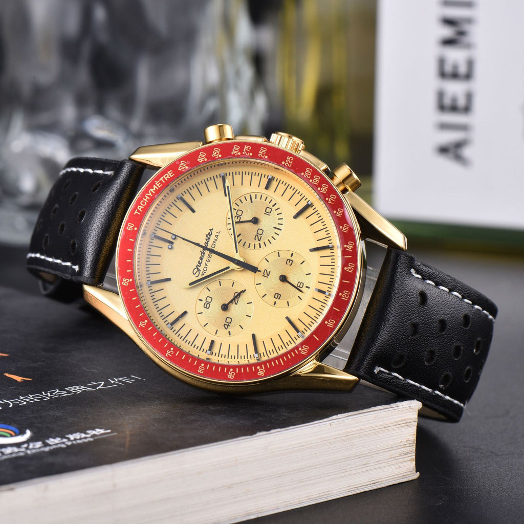 Business Herrenuhr, Lederarmband, Multifunktion